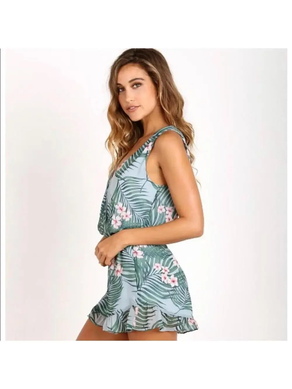 Show Me Your Mumu Riri Romper Hanalei Dream blue floral romper Size XS
